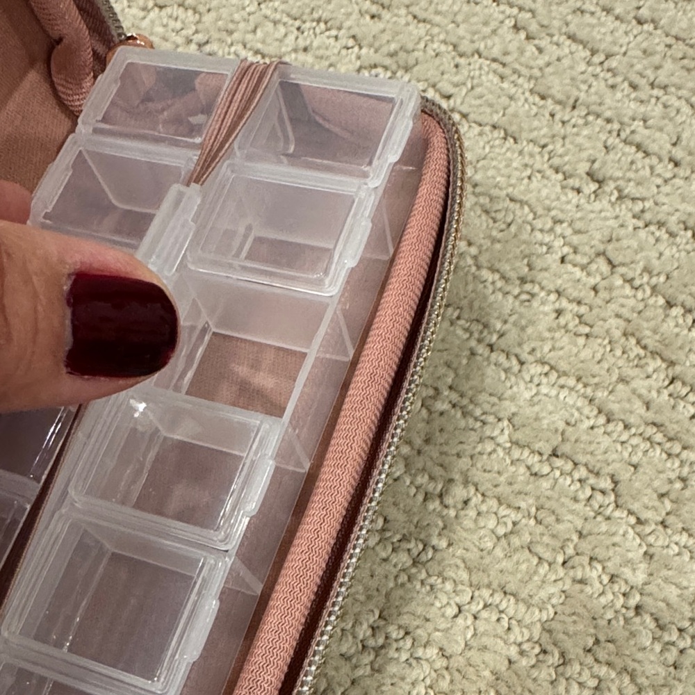 Soft Pink Travel Jewelry & Pill Organizer Case with Clear Trays - Picture 6 of 8